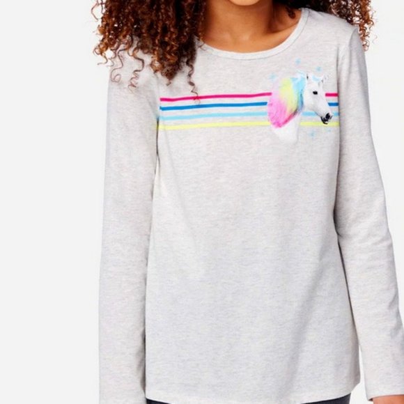 Justice Shirts \u0026 Tops | Nwt 16 18 Plus 16p 18p Glitter Unicorn Rainbow Justice Shirt Top Horse Birthday | Color: Blue/Pink | Size: 16p | Benslight's